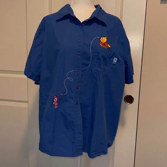 - Disney Pooh @ Disney button down blue shirt - Picture 2 of 11